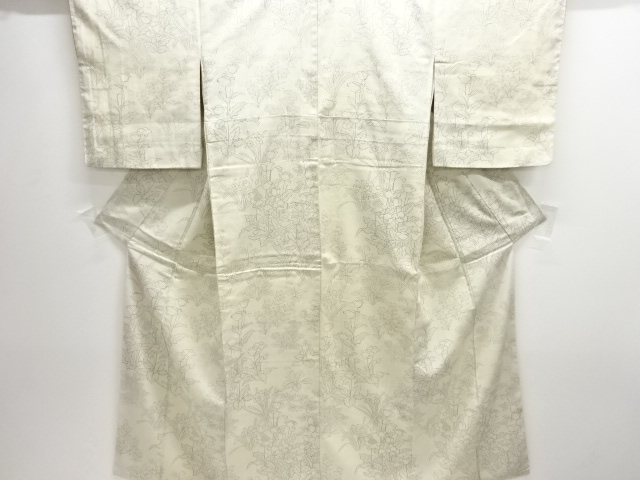 JAPANESE KIMONO / ANTIQUE KIMONO / SILK / TSUMUGI / FLORAL PLANTS